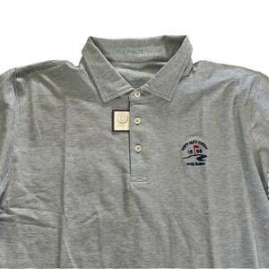 B Draddy Polo Golf Shirt Men L Gray Stripe Stretch Met Open Country Club NWT‎